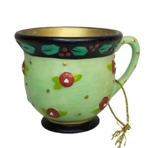 ME INK 1995 Mary Engelbreit Embossed Floral Tea Cup Coffee Cup‎ Mug Ornament